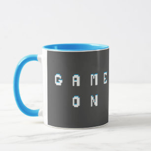 Game on retro pixel stijl tekst afbeelding mok