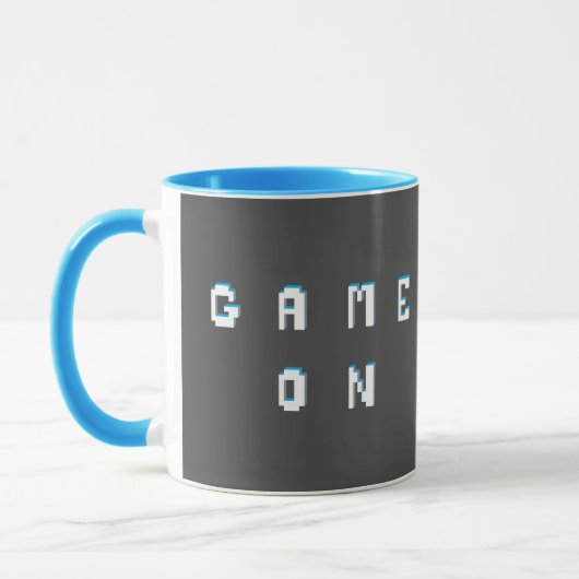 Game on retro pixelstijltekst grafisch mok (Links)