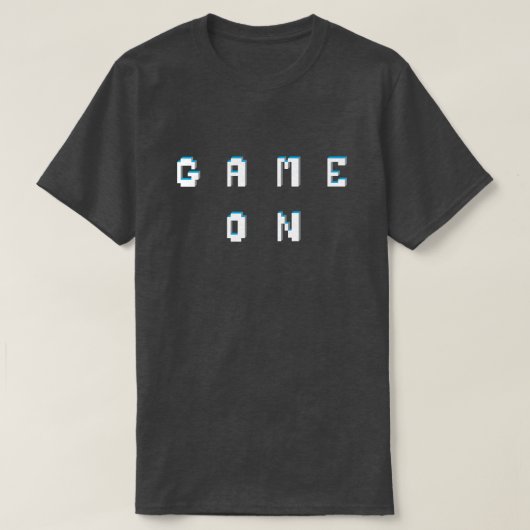 Game on retro pixelstijltekst grafisch t-shirt (Design voorkant)