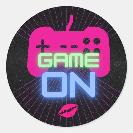 Game on ronde sticker (Voorkant)