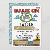 Game On Video Game Birthday Uitnodiging (Voorkant / Achterkant)