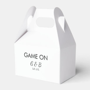 Game on voeg stel naam huwelijksfeest plaats stad bedankdoosjes