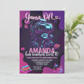 Game op Neon Glow Level Up Video Game Verjaardag Kaart (Staand voorkant)