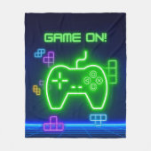 Game op neongroene, blauwe videogamer fleece deken (Voorkant)