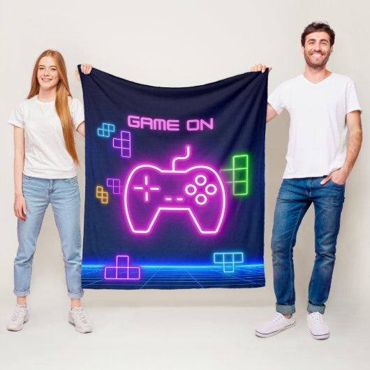 Game op neonvideogamer fleece deken (In situ)