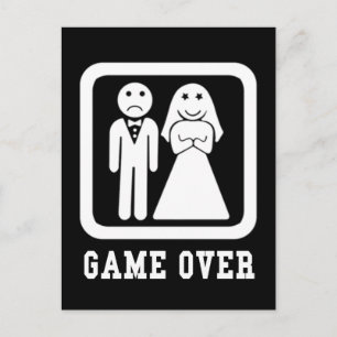 Game over Bachelor Stag Party Gift (zwart/wit) Briefkaart