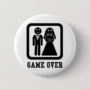 Game over Bachelor Stag Party Gift (zwart/wit) Ronde Button 5,7 Cm