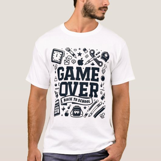 Game Over, Back to School: Monochrome Essentials T-shirt (Voorkant)