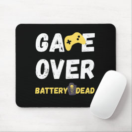 Game Over Battery Dead Funny Gamer Design Muismat