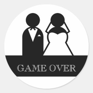 Game over Bride Groom Clipart Weddenschappen Ronde Sticker