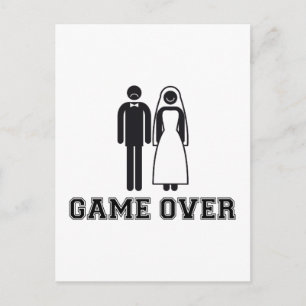 Game over, bruid en bruidegom, bruiloft paar briefkaart