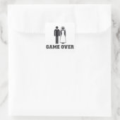 Game over, bruid en bruidegom, bruiloft paar vierkante sticker (Tas)