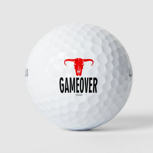 Game Over & Bull beroemd gemaakt door VIMAGO Golfballen (Voorkant)