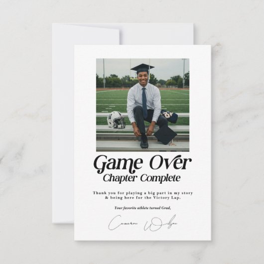 Game Over Chapter Complete Afstuderen voor sporter Bedankkaart (Voorkant)