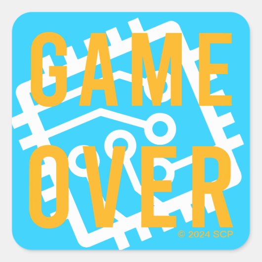 Game over digitaal circuit vierkante sticker (Voorkant)