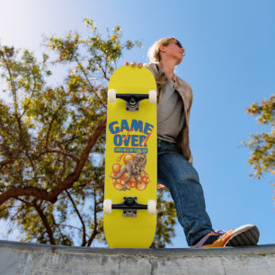 Game Over Dinosaur Apocalyps Pixelschilderkunst Skateboard