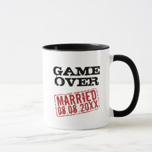 Game Over drôle tasse de café avec timbre mariage 