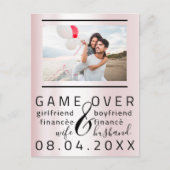 Game Over Dun Save The Date Koppel Foto  Briefkaart (Voorkant)
