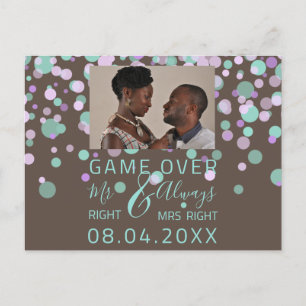 Game over Funny Save the Date Wedding Confet Photo Briefkaart