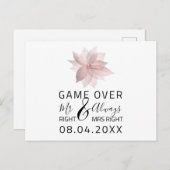 Game over Funny Save the Date Wedding Roos Briefkaart (Voorkant / Achterkant)