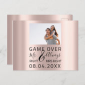 Game over Funny Save the Date Weduwfoto Briefkaart (Voorkant / Achterkant)
