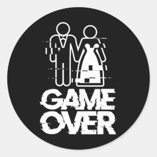 Game Over Glitch Bruid Bruidegom Funny Wedding Ronde Sticker