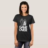 Game Over Glitch Bruid Bruidegom Grappig Huwelijk T-shirt (Voorkant volledig)