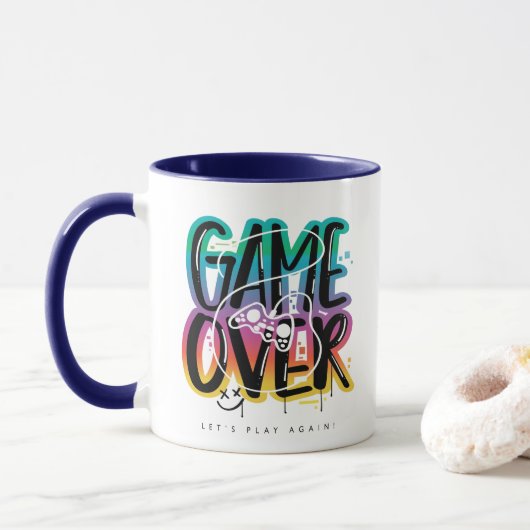 Game over graffiti joystick gamer mok (Met donut)