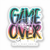 Game over graffiti joystick gamer sticker (Voorkant)
