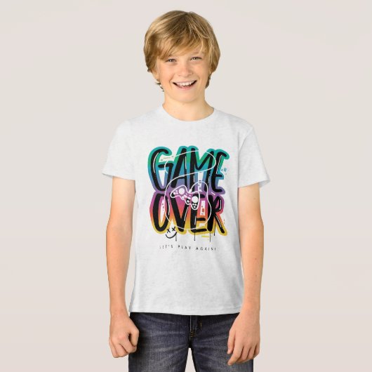 Game over graffiti joystick gamer Tri-Blend shirt (Voorkant volledig)