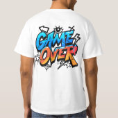 Game Over Graffiti Style Gamer T-Shirt – Bold Blue (Dos)
