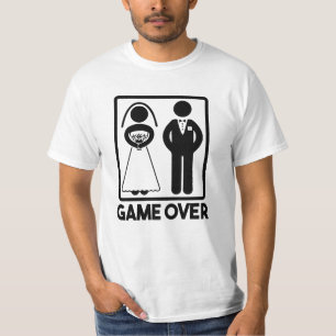 Game Over grappig bruidegom's bruiloft shirt