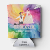 Game Over Grappige Bruid en bruidegom Comic Weddin Blikjeskoeler (Achterkant)