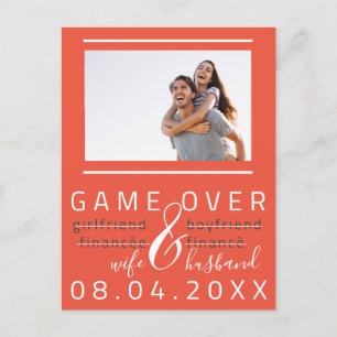 Game Over Grappige Save The Date Foto Wow Koraal Briefkaart