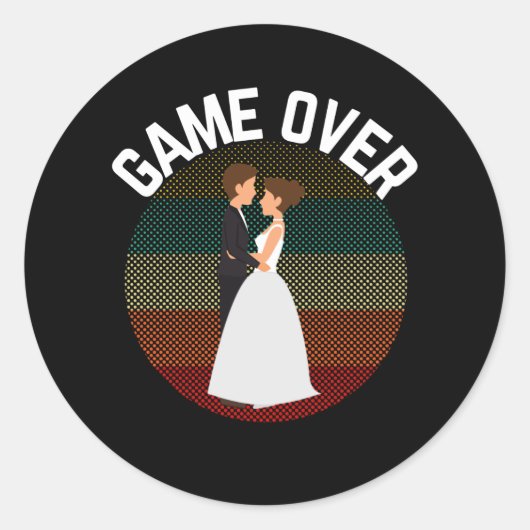Game over Groom om grappige bruiloft te zijn Ronde Sticker (Voorkant)
