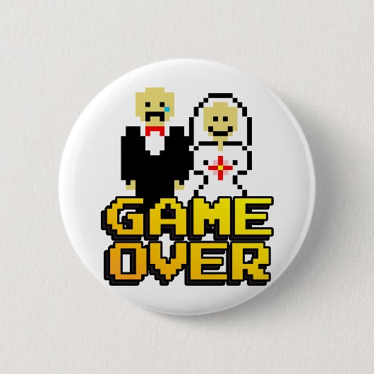 Game over het huwelijk (8-bits) ronde button 5,7 cm (Voorkant)