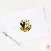 Game over het huwelijk (8-bits) ronde sticker (Envelop)