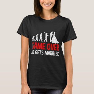 Game over hij trouwt bruidegom vrijgezellenfeest t-shirt