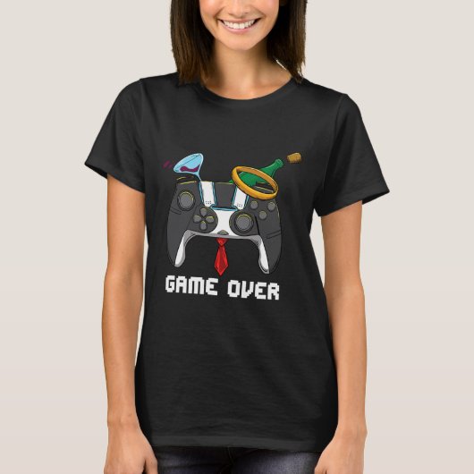 Game Over Huwelijk Bachelor Party Bruidegom Valent T-shirt (Voorkant)
