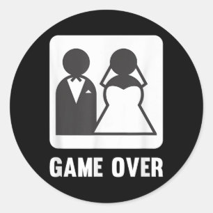 Game Over Huwelijk Bruidegom Bruid Ronde Sticker