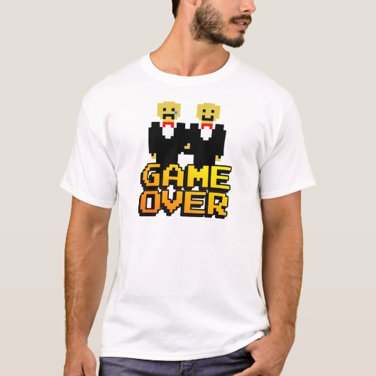"Game Over" Huwelijk (Gay, 8-bit) T-shirt (Voorkant)