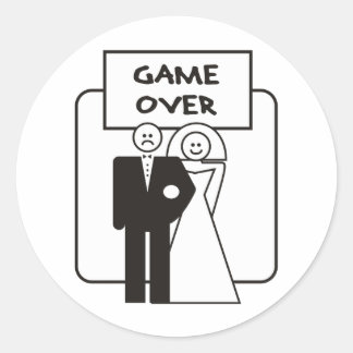 Game over huwelijk ronde sticker