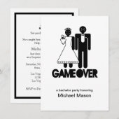 Game Over - Laatste dag als vrijgezel Bachleor Fee Kaart (Voorkant / Achterkant)