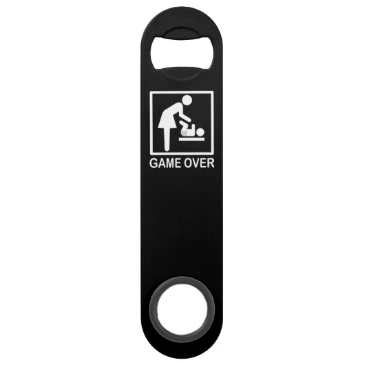 Game over mam Funny Black en White Pictogram Speed Flessenopener (Voorkant)