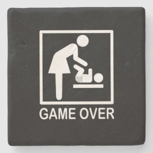 Game over mam Funny Black en White Pictogram Stenen Onderzetter