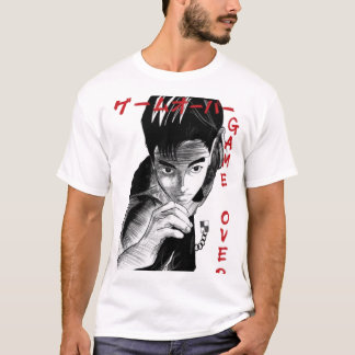 Game Over Manga Stijl Gamer Schets Grafische T-Shi T-shirt