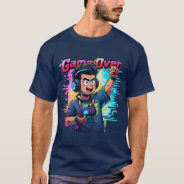 Game Over Neon Glitch T-shirt Retro Gamer T-shirt