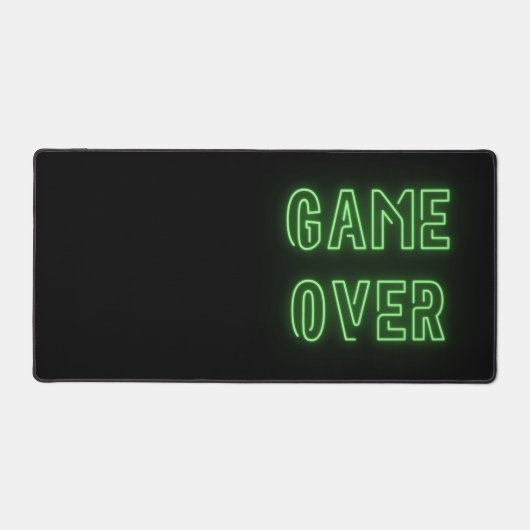 Game Over neon licht ontwerp groen Desk Mat (Voorkant)