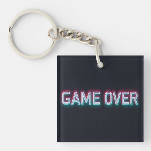 Game Over Neon Sign | Retro Glowing Arcade Design Sleutelhanger (voorkant)