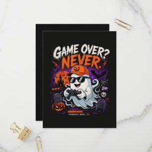 Game Over Nooit Grappige Gamer Geest Halloween Uitnodiging Briefkaart